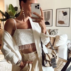 12th Tribe • Affair White Sequin Fringe Top • BNWT!!! • Small 🤍🕊️